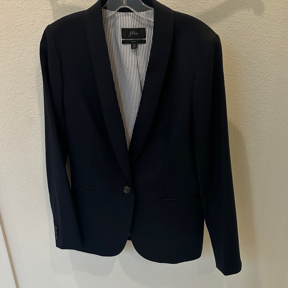 J. Crew Navy Regent Wool Blend Single-Button Blazer